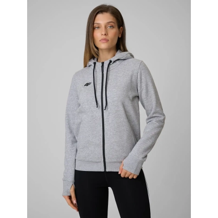 Bluza damska z kapturem 4F F2915, Chłodny jasny szary melanż 27M – przód
