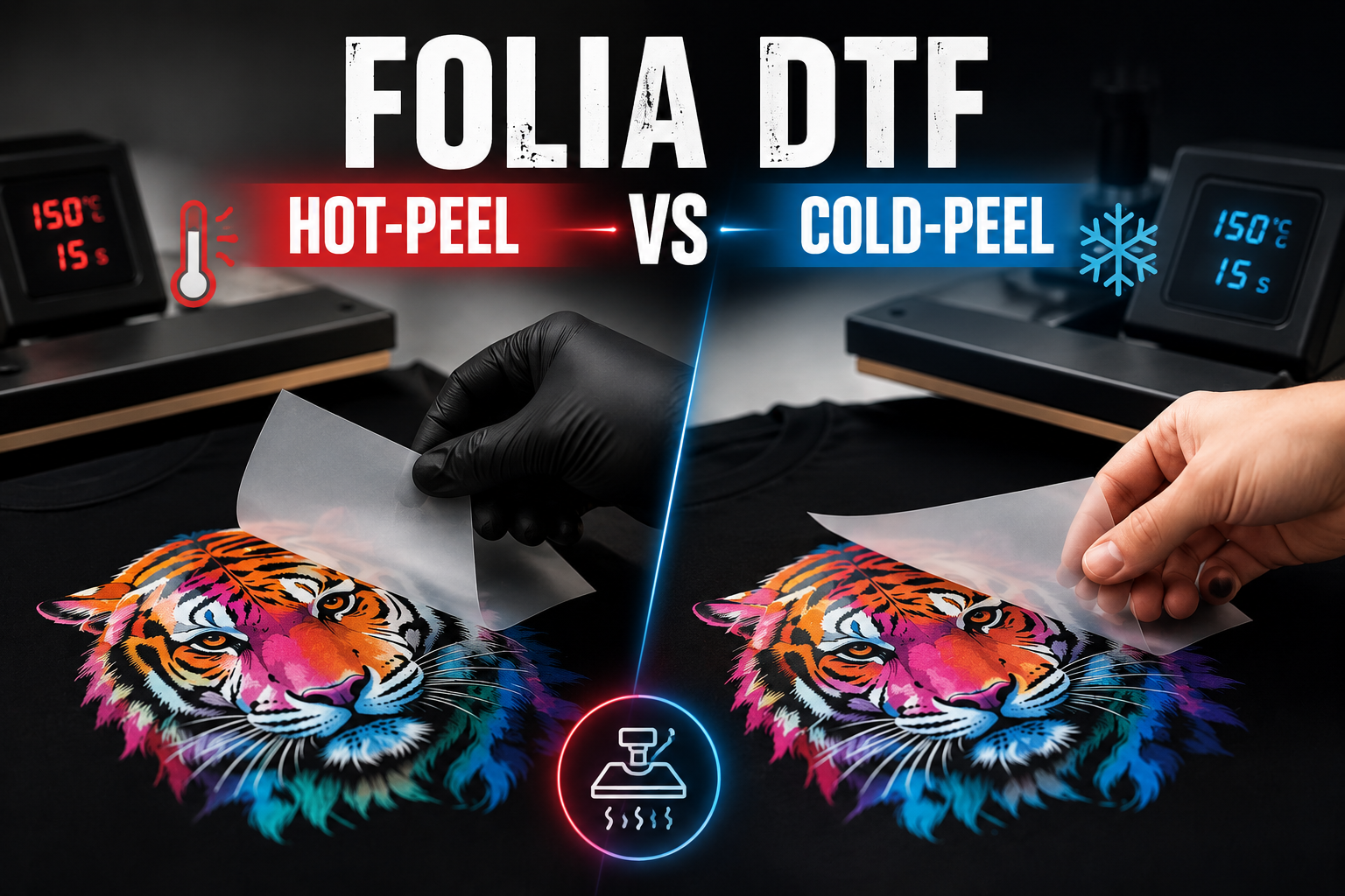 Folia DTF Hot-Peel vs Cold-Peel. Jak prawidłowo wgrzewać transfery bez błędów?