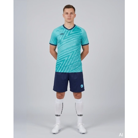 Komplet piłkarski Keeza Aqua — turkusowy / granatowy