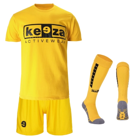 Komplet treningowy Keeza (koszulka, spodenki i getry) — żółty