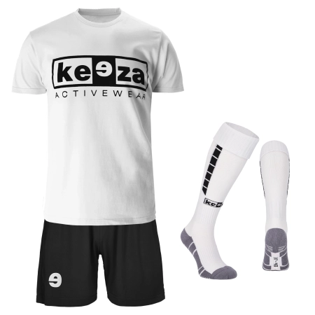 Komplet treningowy Keeza (koszulka, spodenki i getry) — biały