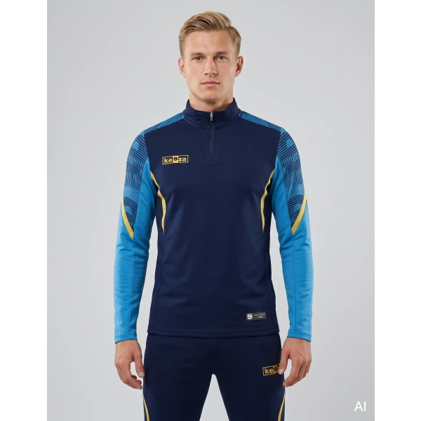 Bluza sportowa Keeza Nexus z krótkim suwakiem — niebieska
