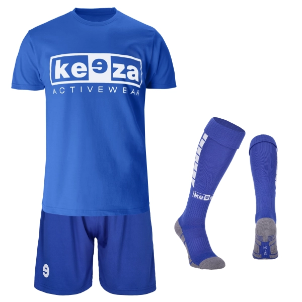 Komplet treningowy Keeza (koszulka, spodenki i getry) — niebieski