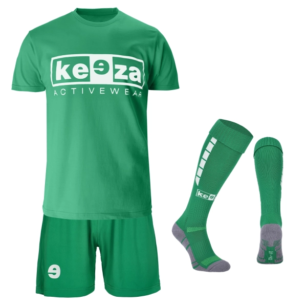 Komplet treningowy Keeza (koszulka, spodenki i getry) — zielony
