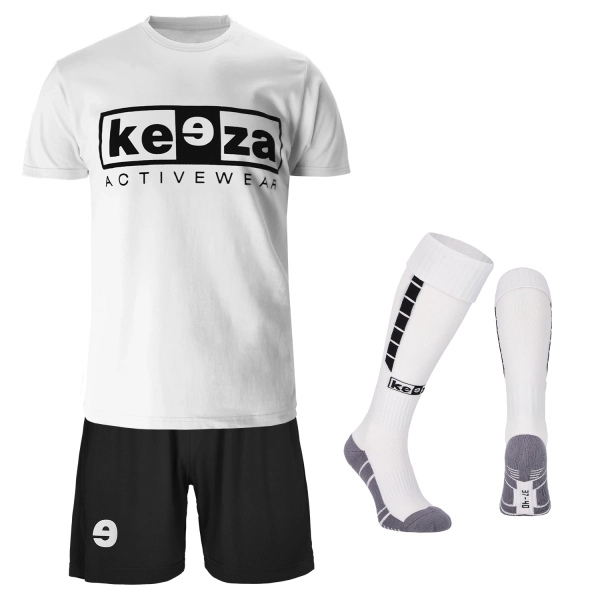 Komplet treningowy Keeza (koszulka, spodenki i getry) — biały